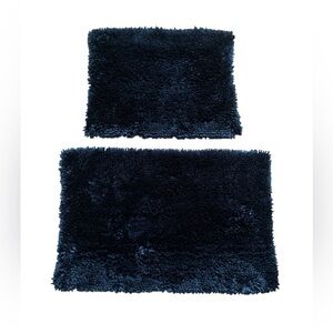 New Plush Navy Blue Bath Mat Set